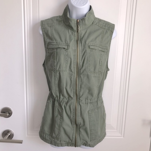 Merona Jackets & Blazers - 🔴 4/$15 Merona army green utility military zip vest sz L in EUC